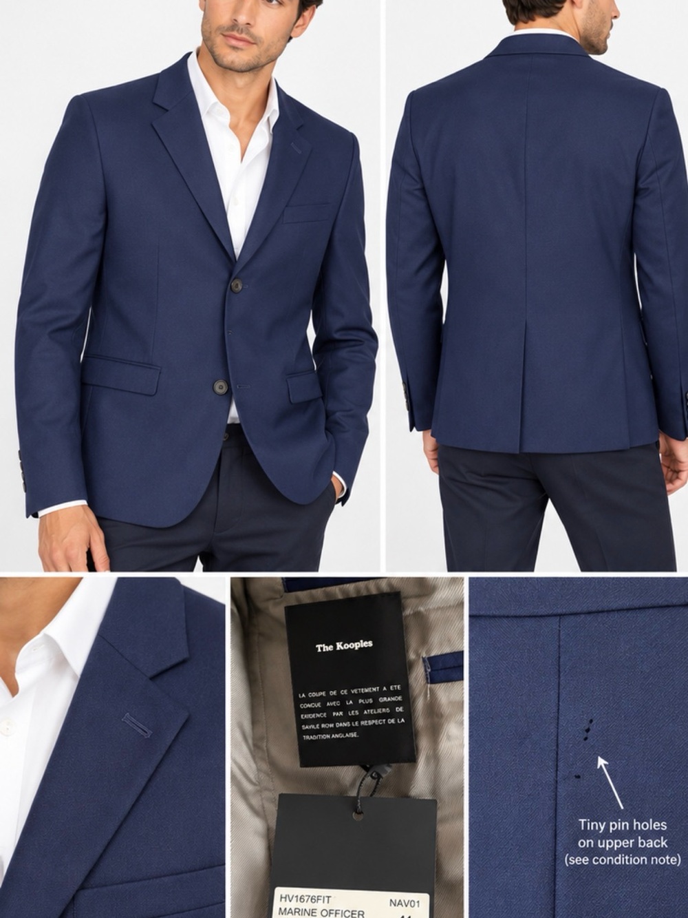 The Kooples Men’s Marine Officer Blazer Navy Blue Size 44 NWT